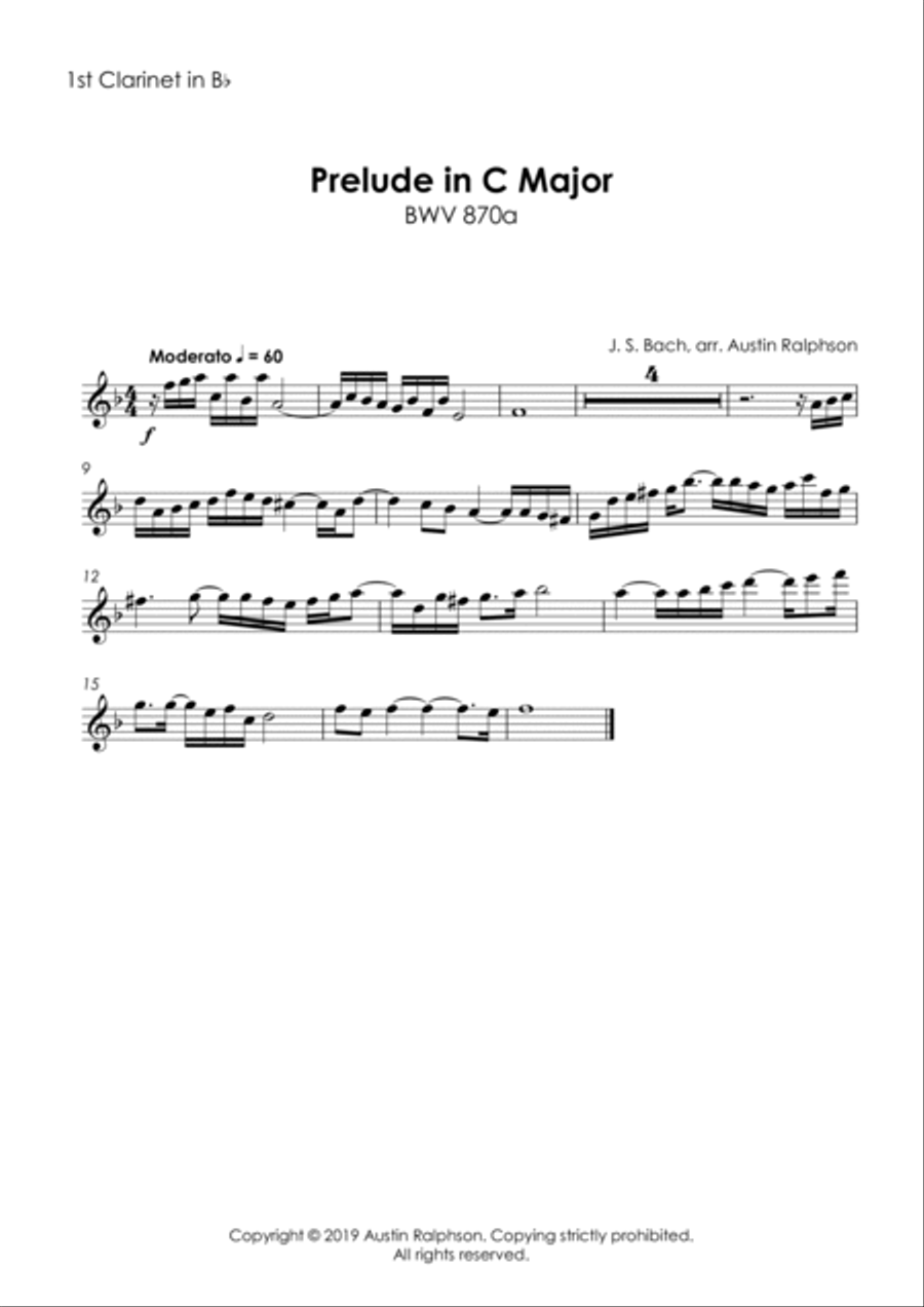 Prelude in C major, BWV 870a - clarinet quintet Clarinet Quintet scores gallery preview page 3
