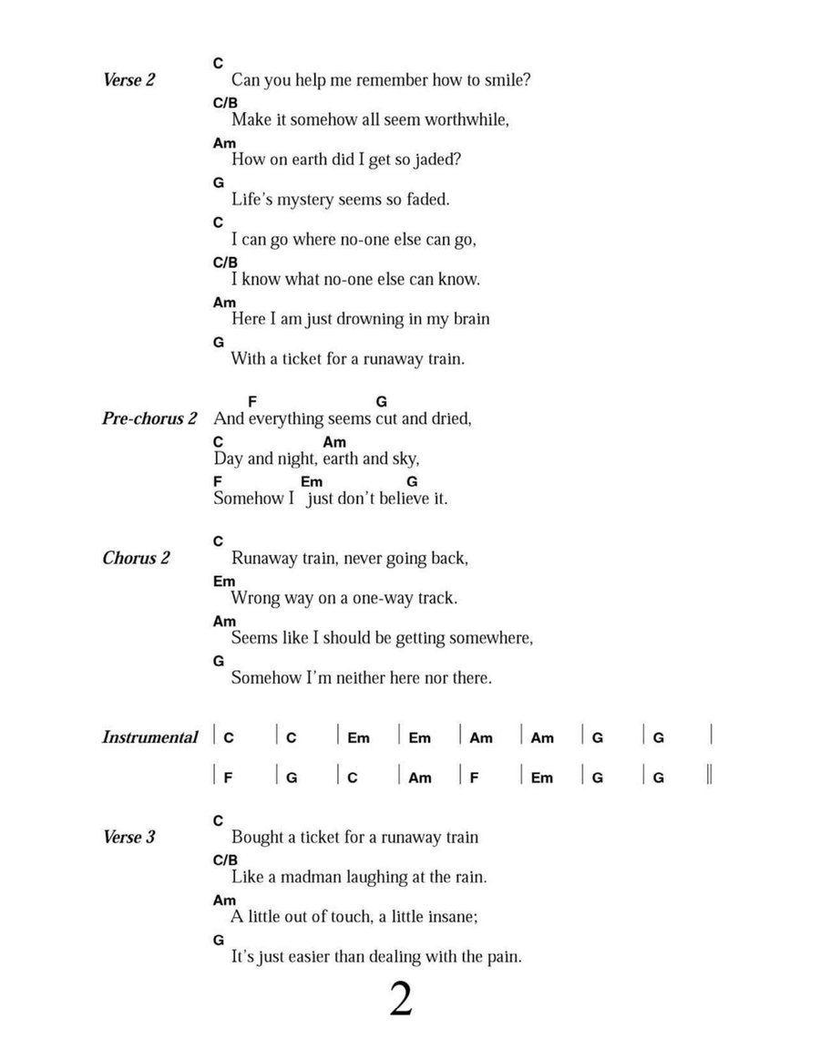 Runaway Train Acoustic Guitar scores gallery preview page 2