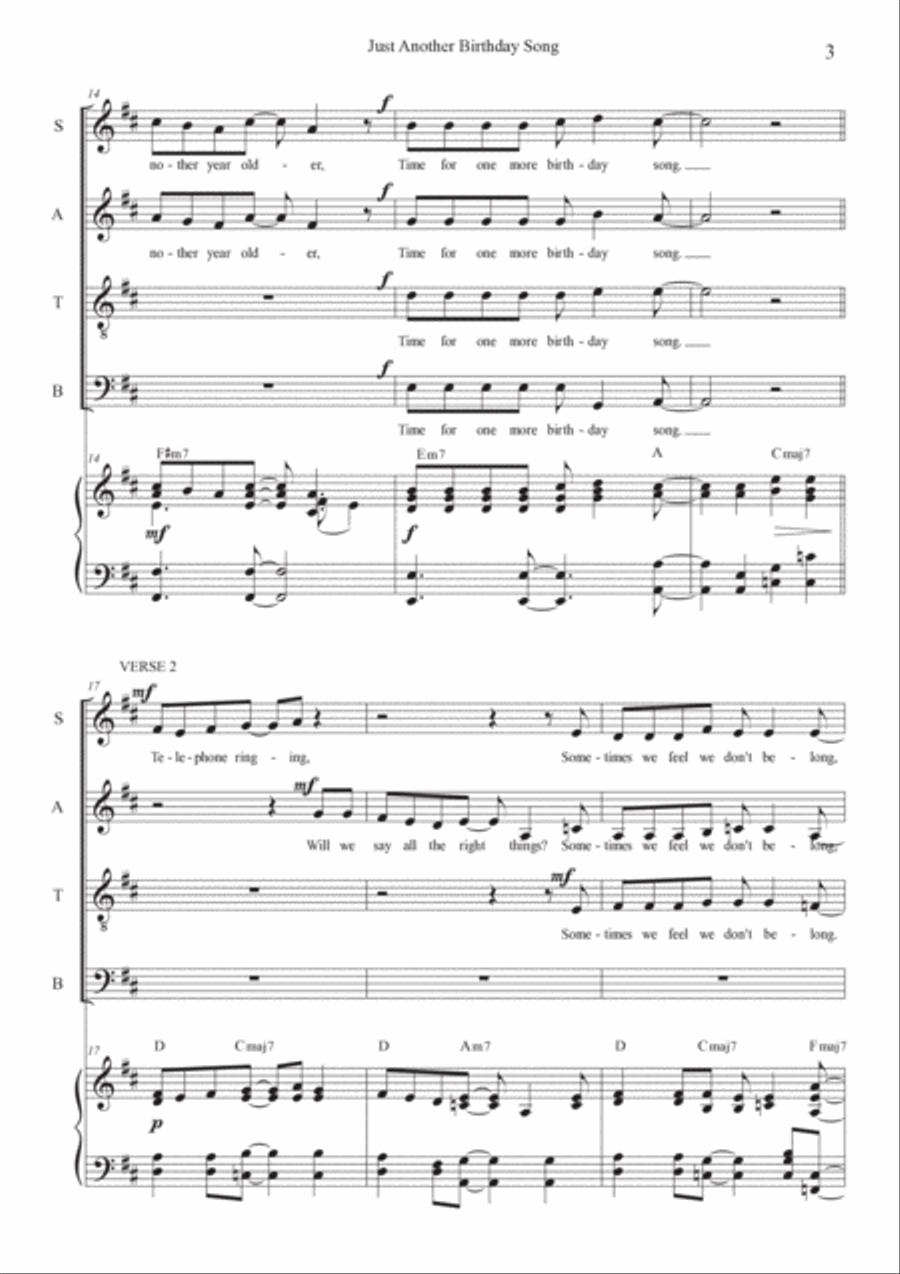 Just Another Birthday Song - SATB Edition 4-Part scores gallery preview page 3