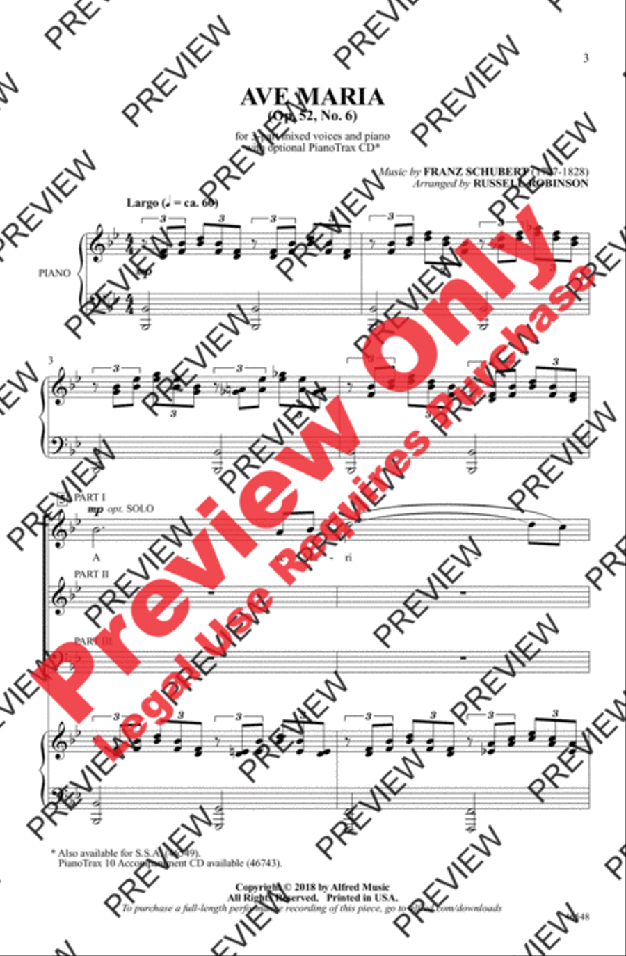 Ave Maria Ave Maria 3-Part scores gallery preview page 3