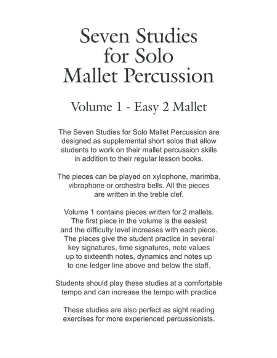 Seven Studies for Solo Mallet Percussion - Volume 1 image number null