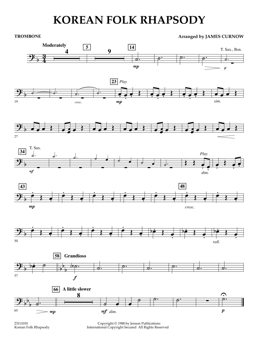 Korean Folk Rhapsody - Trombone Concert Band scores gallery preview page 1