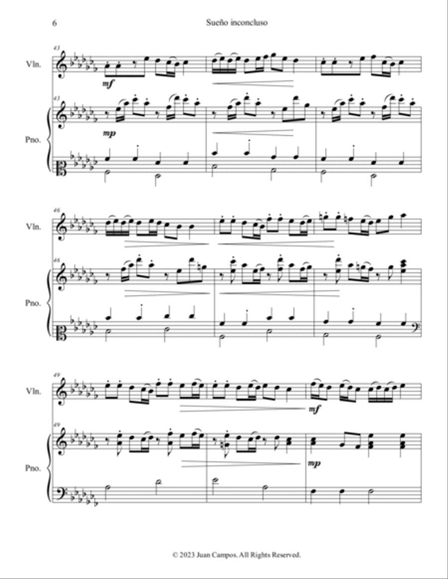 Sueño Inconcluso Chamber Music scores gallery preview page 6