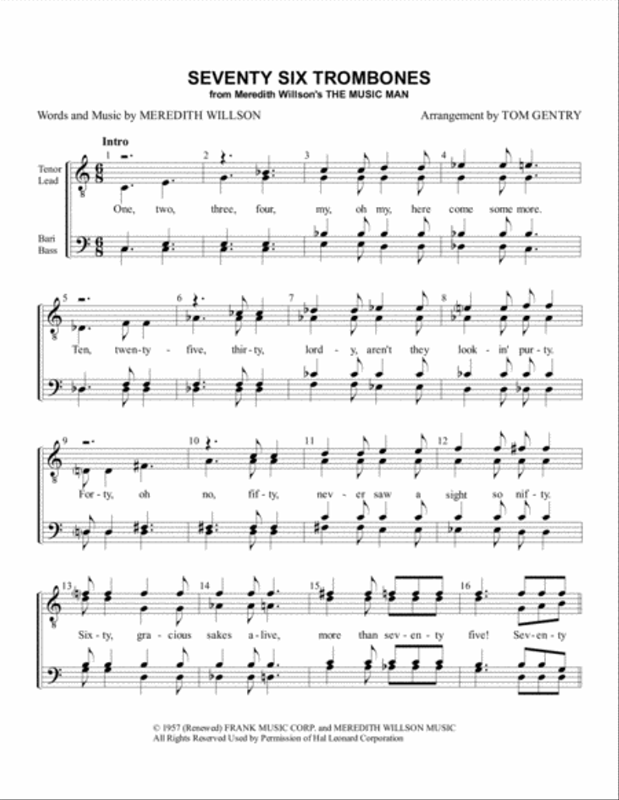 Seventy Six Trombones TTBB scores gallery preview page 1