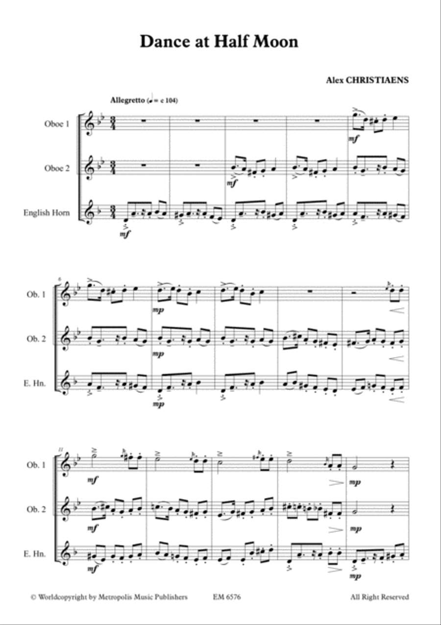 Dance at Half Moon for Oboe Trio Woodwind Trio scores gallery preview page 2