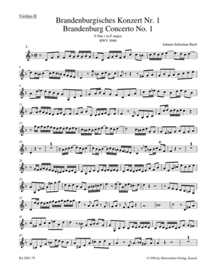 Book cover for Brandenburg Concerto, No. 1 and Original Version "Sinfonia" F major, BWV 1046, BWV 1046a
