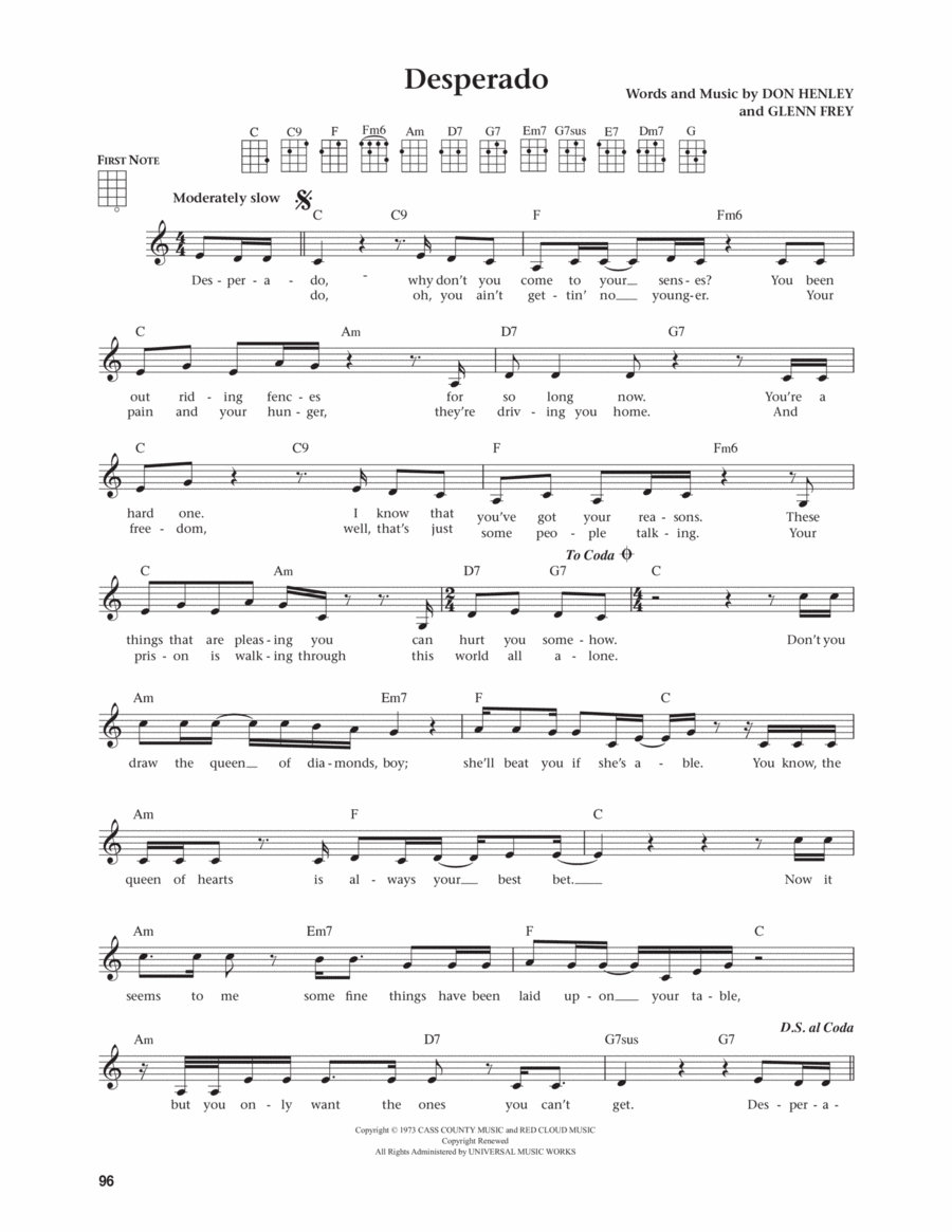 Desperado (from The Daily Ukulele) (arr. Jim Beloff) Ukulele scores gallery preview page 1