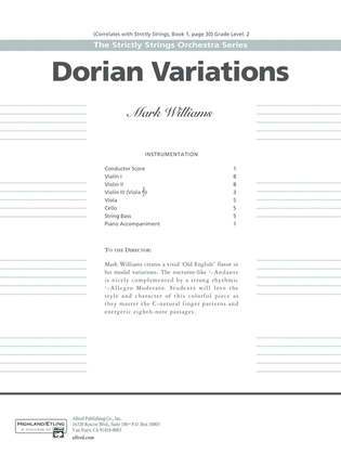 Book cover for Dorian Variations: Score