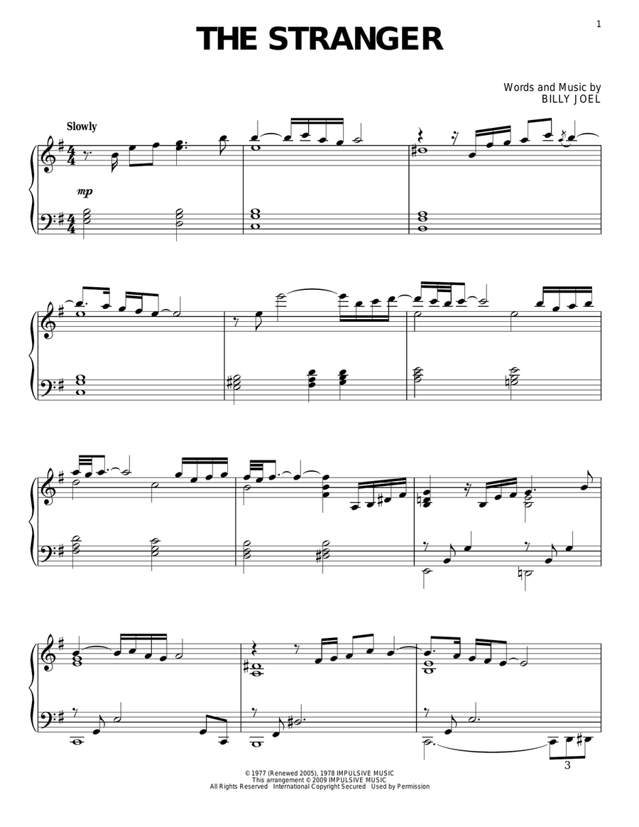 The Stranger The Stranger Piano Solo scores gallery preview page 1