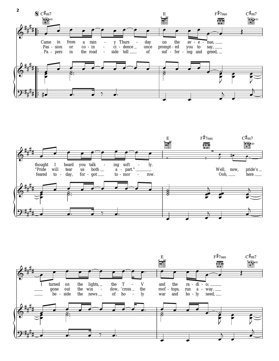Ordinary World Piano, Vocal, Guitar scores gallery preview page 2