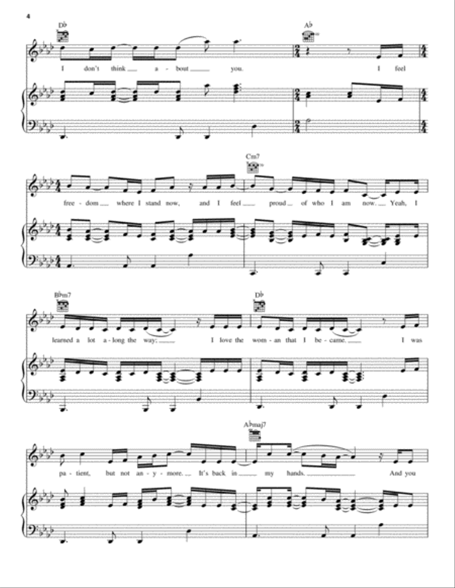 I Don't Think About You Piano, Vocal, Guitar scores gallery preview page 4