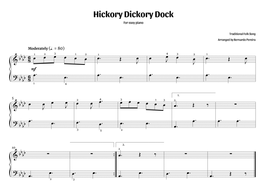Hickory Dickory Dock (easy piano – A♭ major) image number null