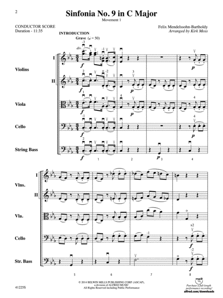 Sinfonia No. 9 in C Major: Score