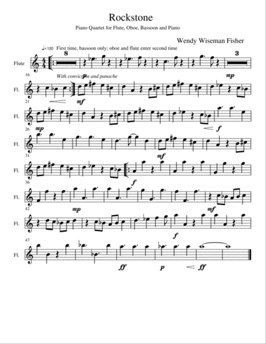 Rockstone - Piano Quartet for Bassoon, Oboe, Flute, and Piano Small Ensemble scores gallery preview page 5