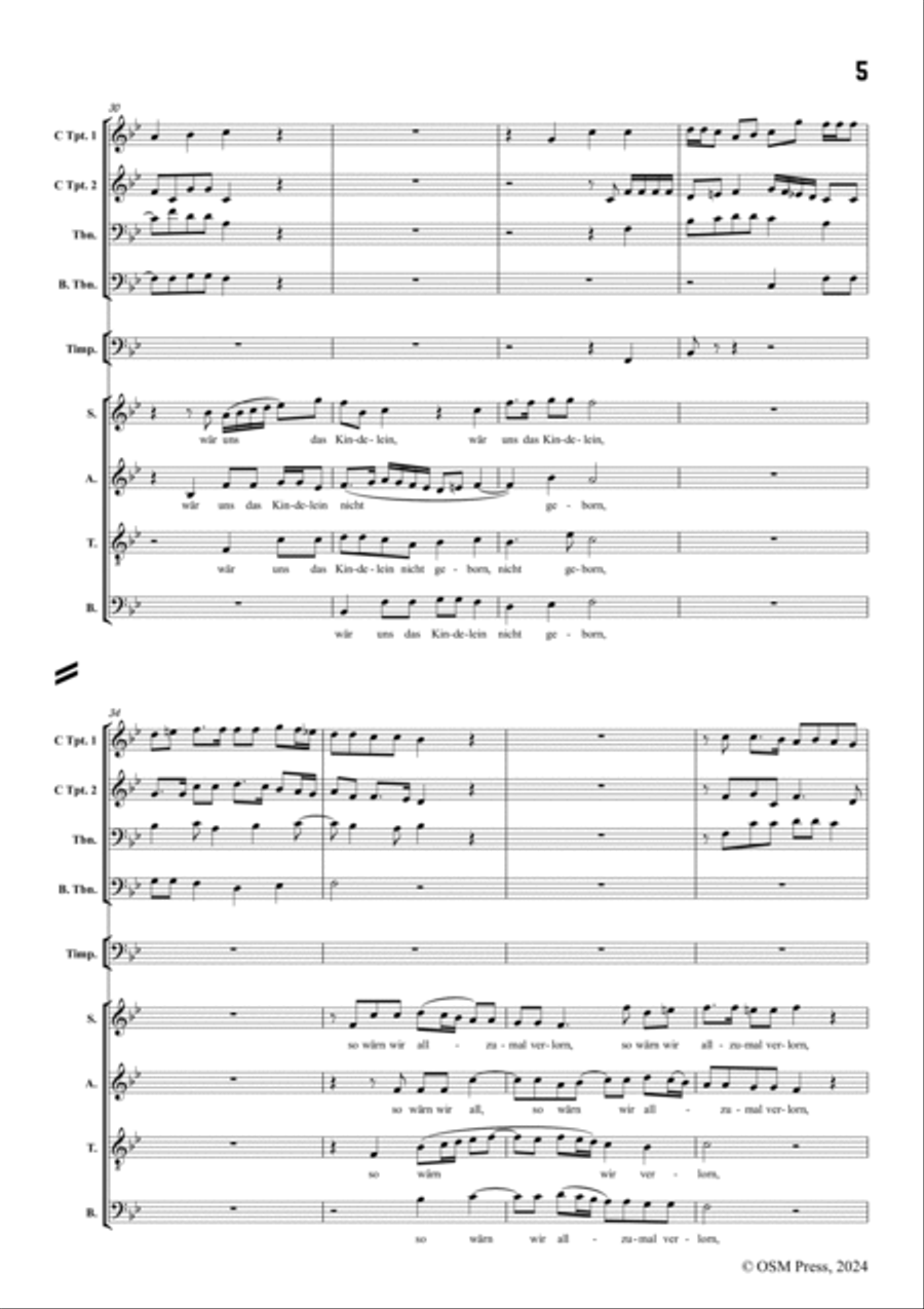 M. Praetorius-Ein Kindelein so löbelich,for Mixed Chorus,Brass and Timpani Choir scores gallery preview page 5