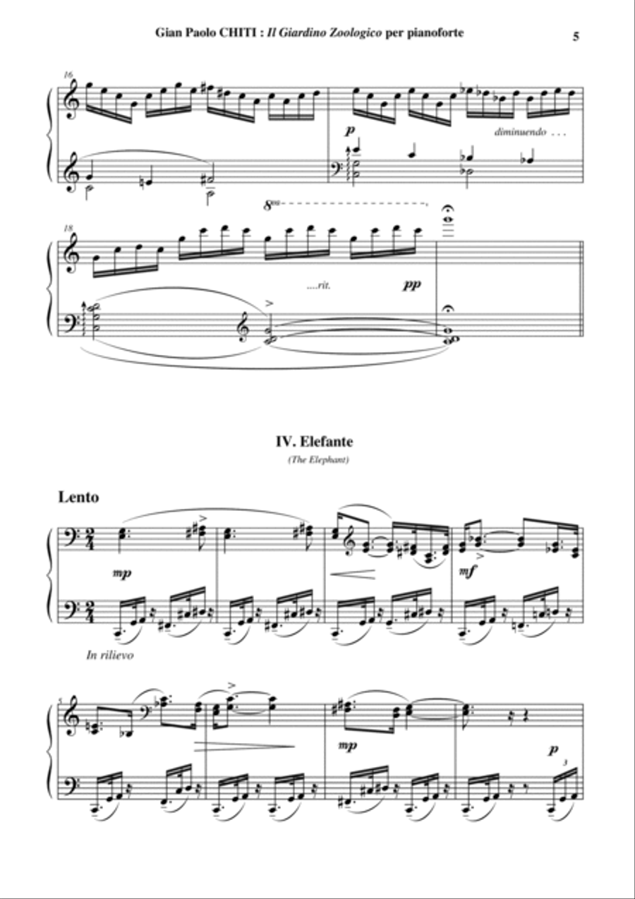 Gian Paolo Chiti : Il Giardino Zoologico for piano (Intermediate level) Piano Solo scores gallery preview page 6