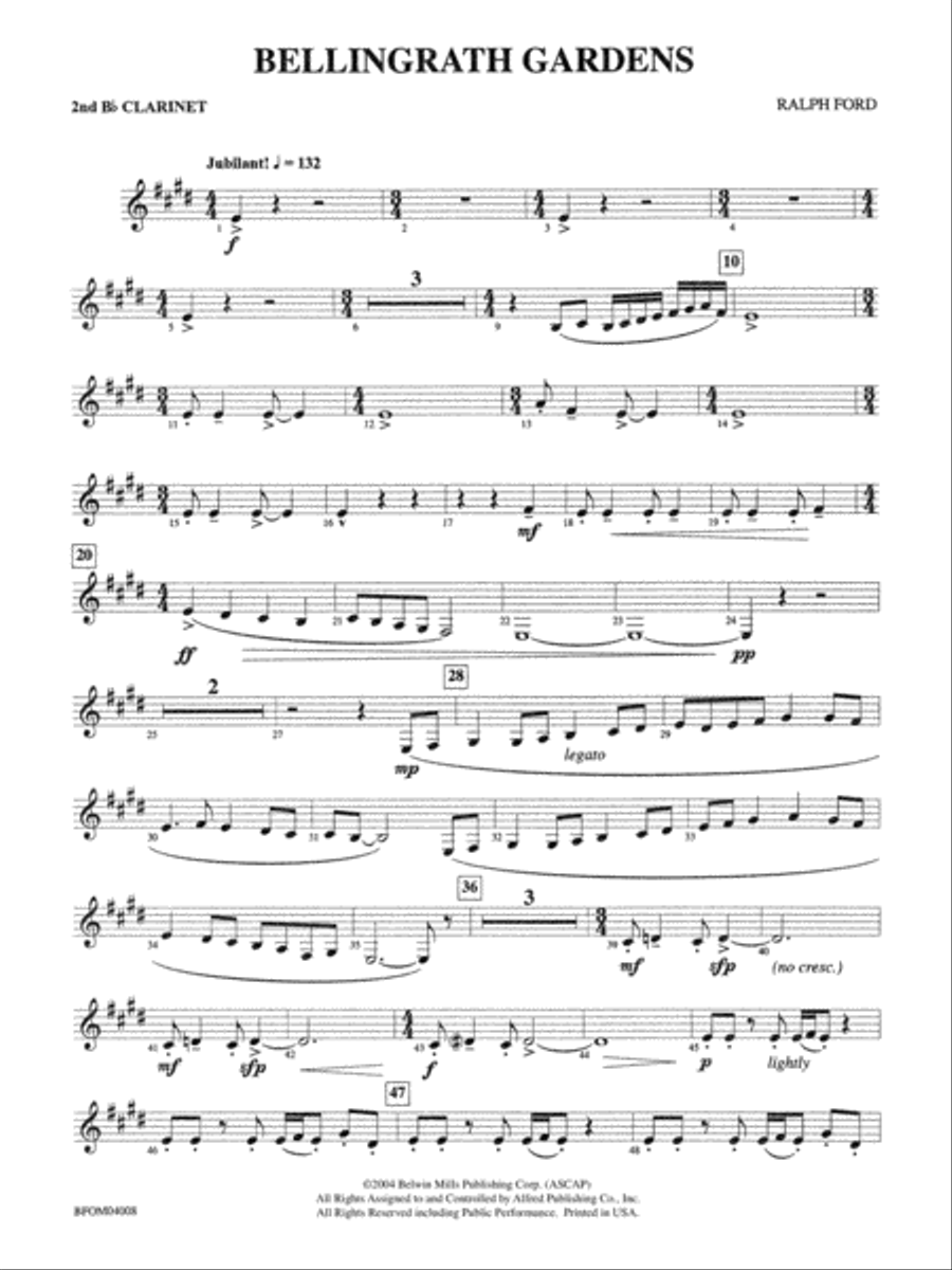 Bellingrath Gardens: 2nd B-flat Clarinet Full Orchestra scores gallery preview page 1
