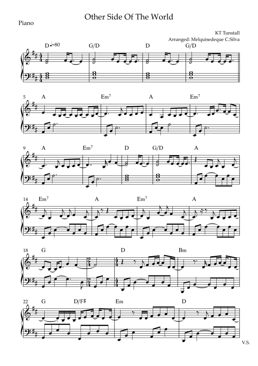 Other Side Of The World Piano Solo scores gallery preview page 1