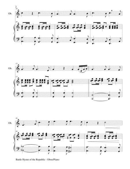 BATTLE HYMN OF THE REPUBLIC (Duet – Oboe and Piano/Score and Parts) image number null