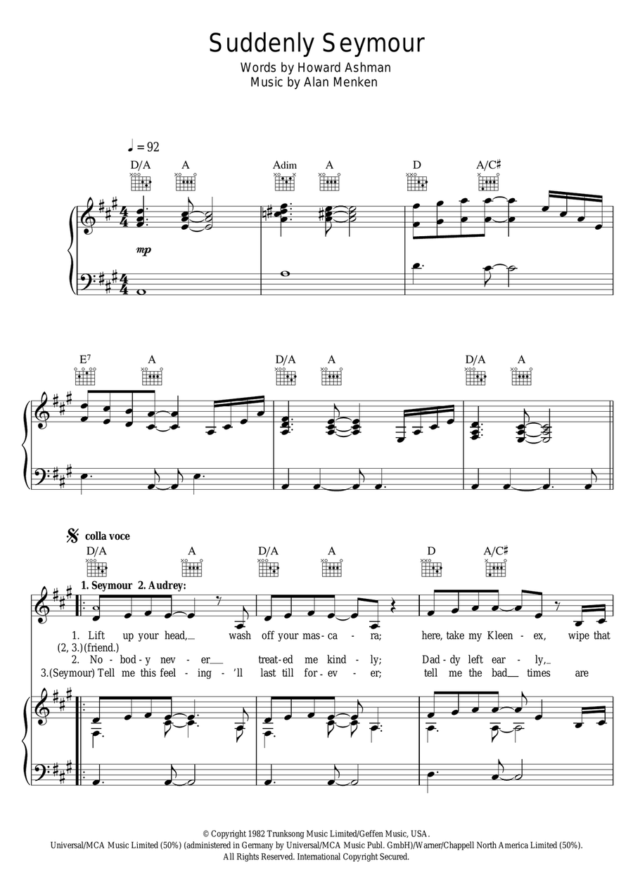 Suddenly Seymour (from Little Shop of Horrors) Piano, Vocal scores gallery preview page 1