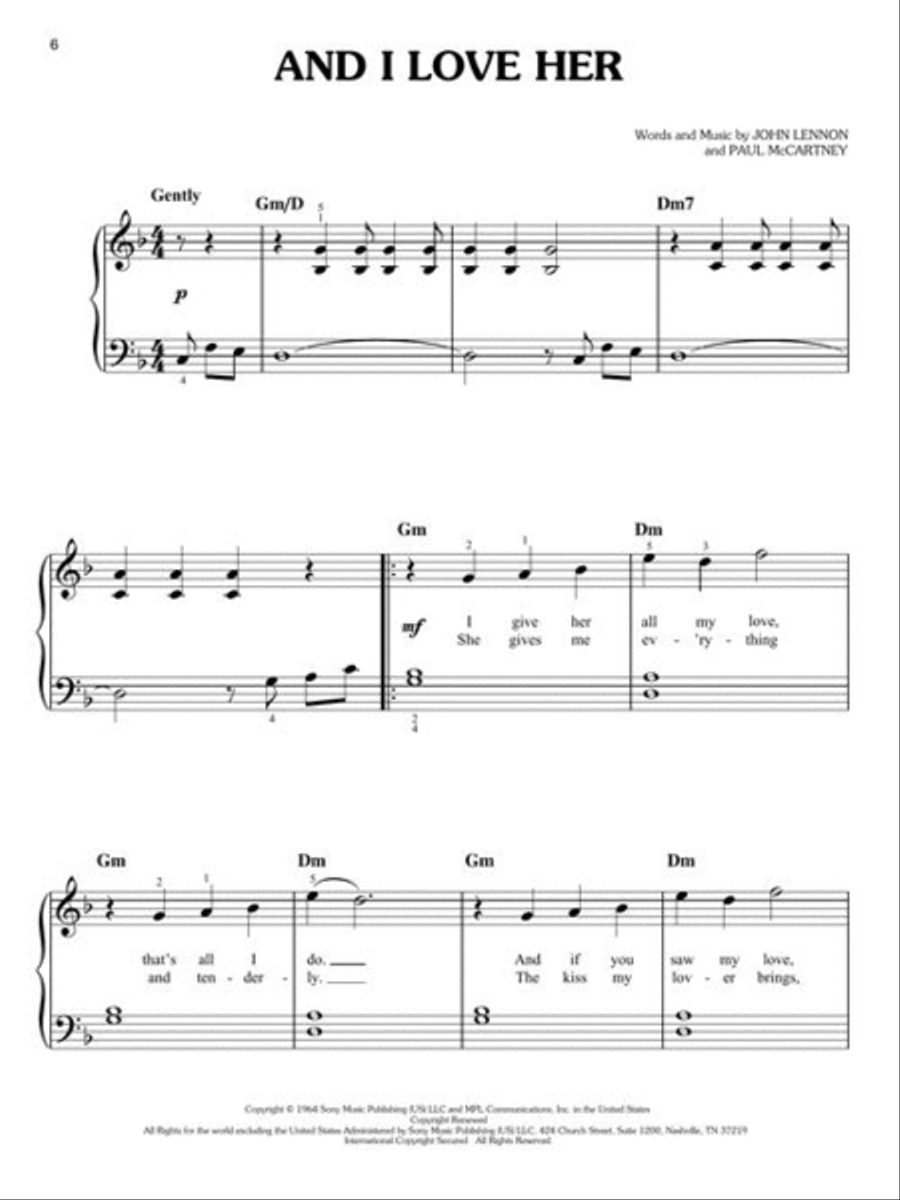The Beatles – Songs in Easy Keys Easy Piano scores gallery preview page 5