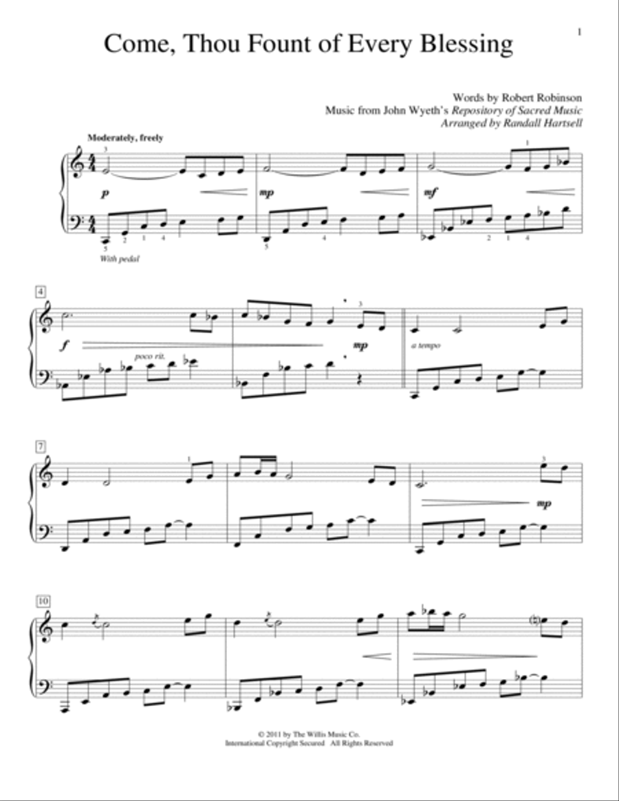 Come, Thou Fount Of Every Blessing Piano Method scores gallery preview page 1