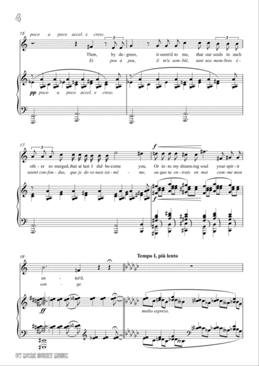Debussy-Her Hair in G flat Major,for voice and piano Voice Solo scores gallery preview page 6