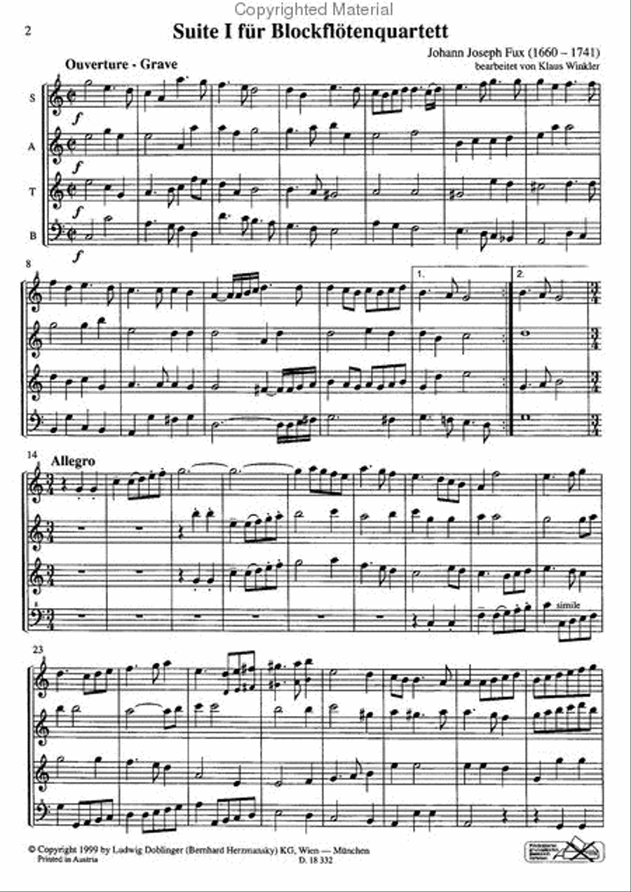 Suite C-Dur Suite C-Dur Flute Quartet scores gallery preview page 2