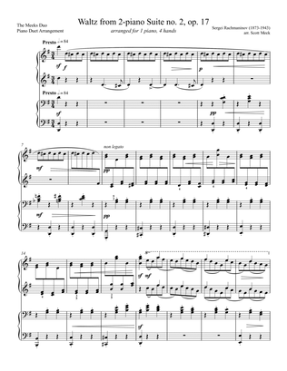 Valse from Suite no. 2, op. 17 (arr. 1 piano 4 hands)