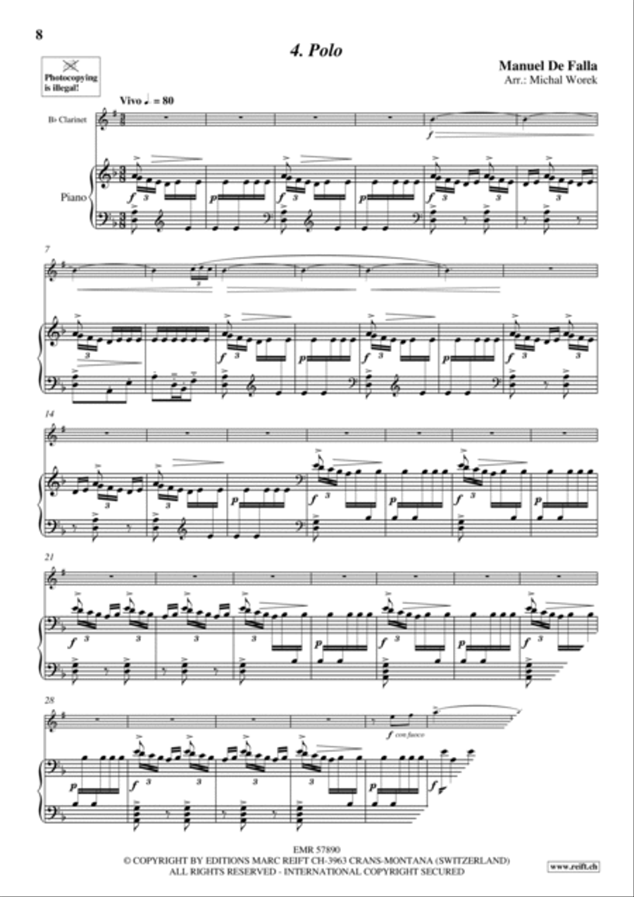 7 Popular Spanish Songs Clarinet Solo scores gallery preview page 7
