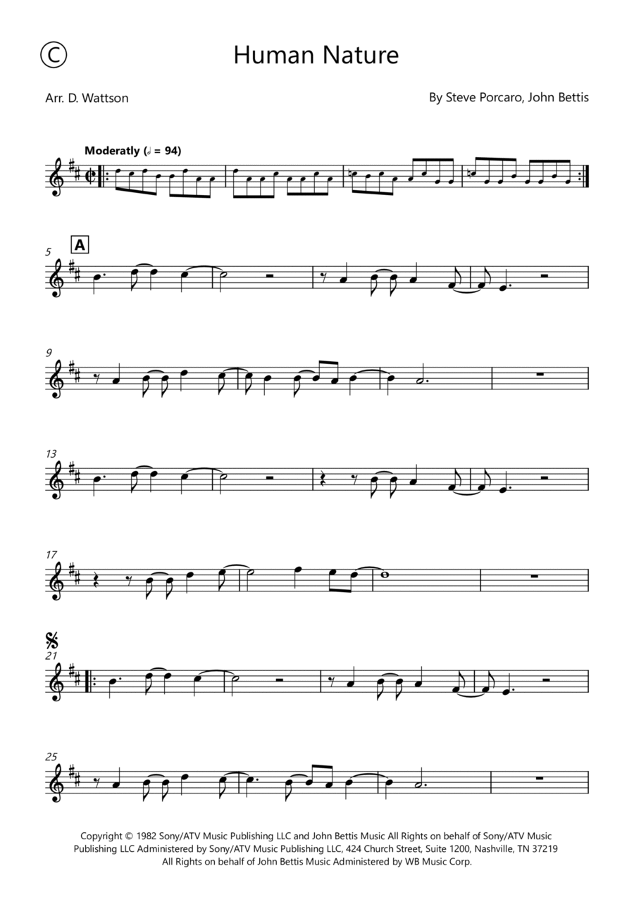 Human Nature C Instrument scores gallery preview page 1