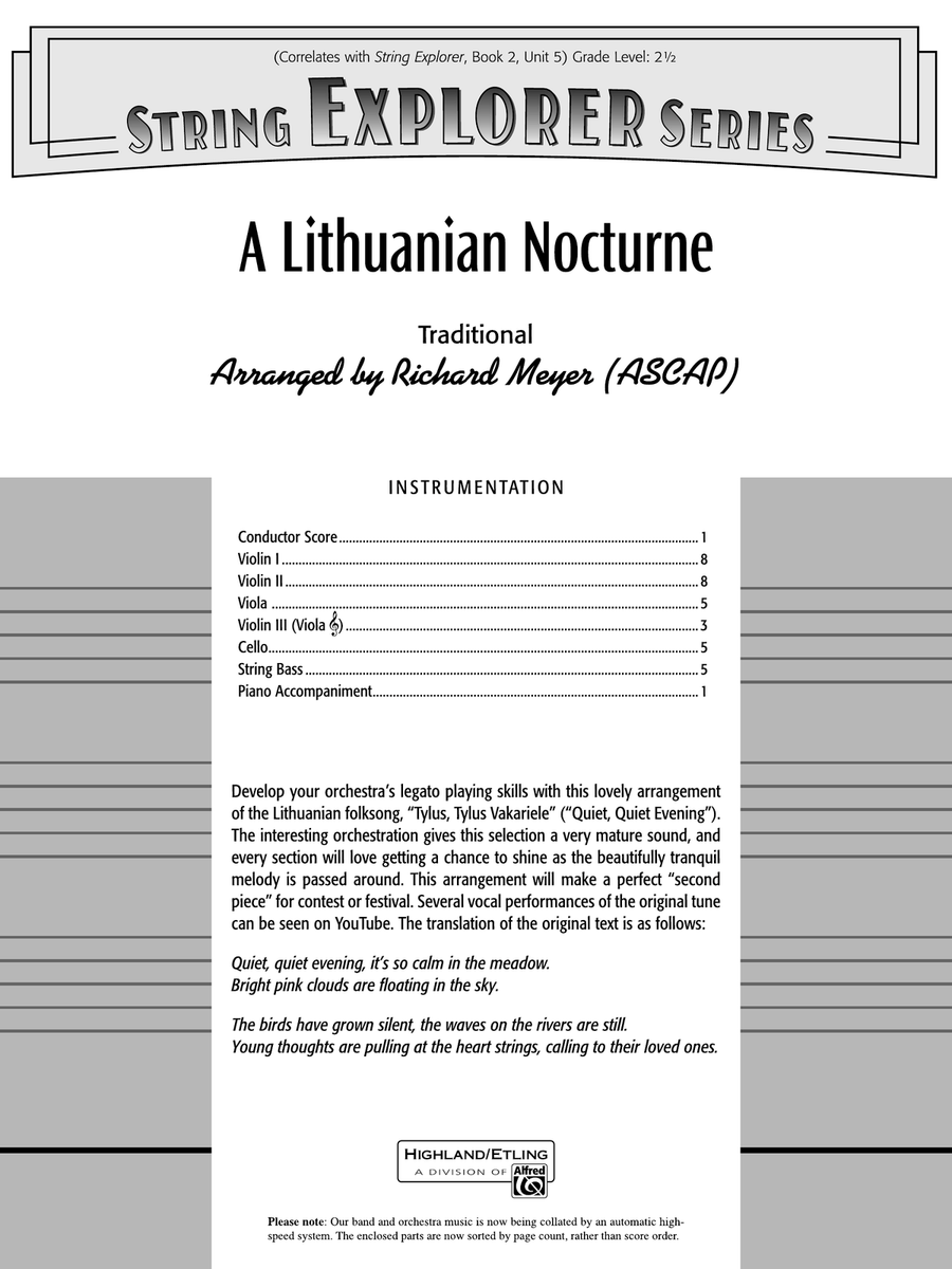 A Lithuanian Nocturne: Score