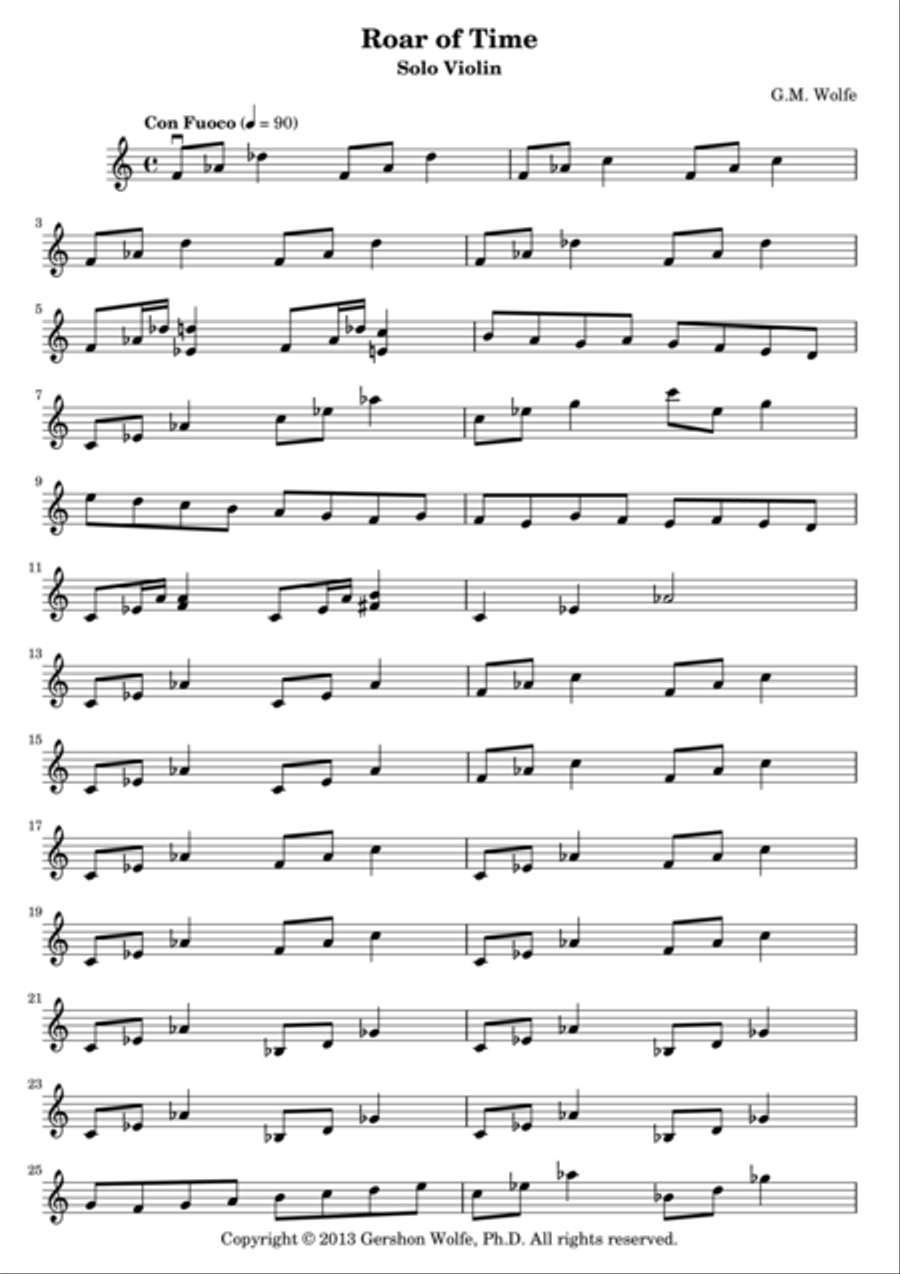 Roar of Time Violin Solo scores gallery preview page 1