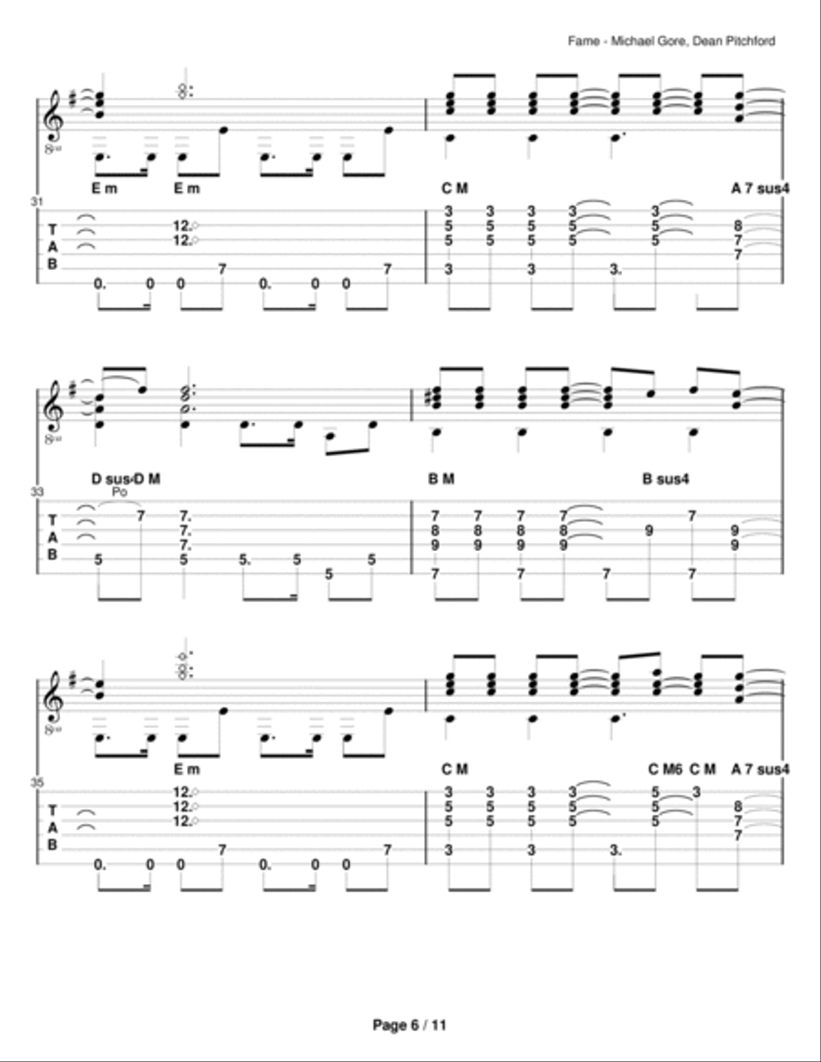 Fame Electric Guitar scores gallery preview page 6