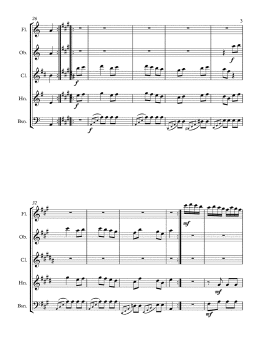 Turkish March for Woodwind Quintet (Rondo Alla Turca) Woodwind Quintet scores gallery preview page 3