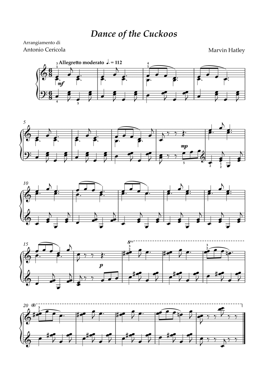 Dance Of The Cuckoos Easy Piano scores gallery preview page 1