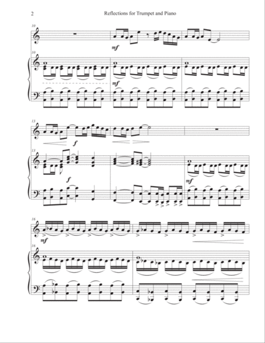 Refections for Trumpet and Piano Trumpet Solo scores gallery preview page 3