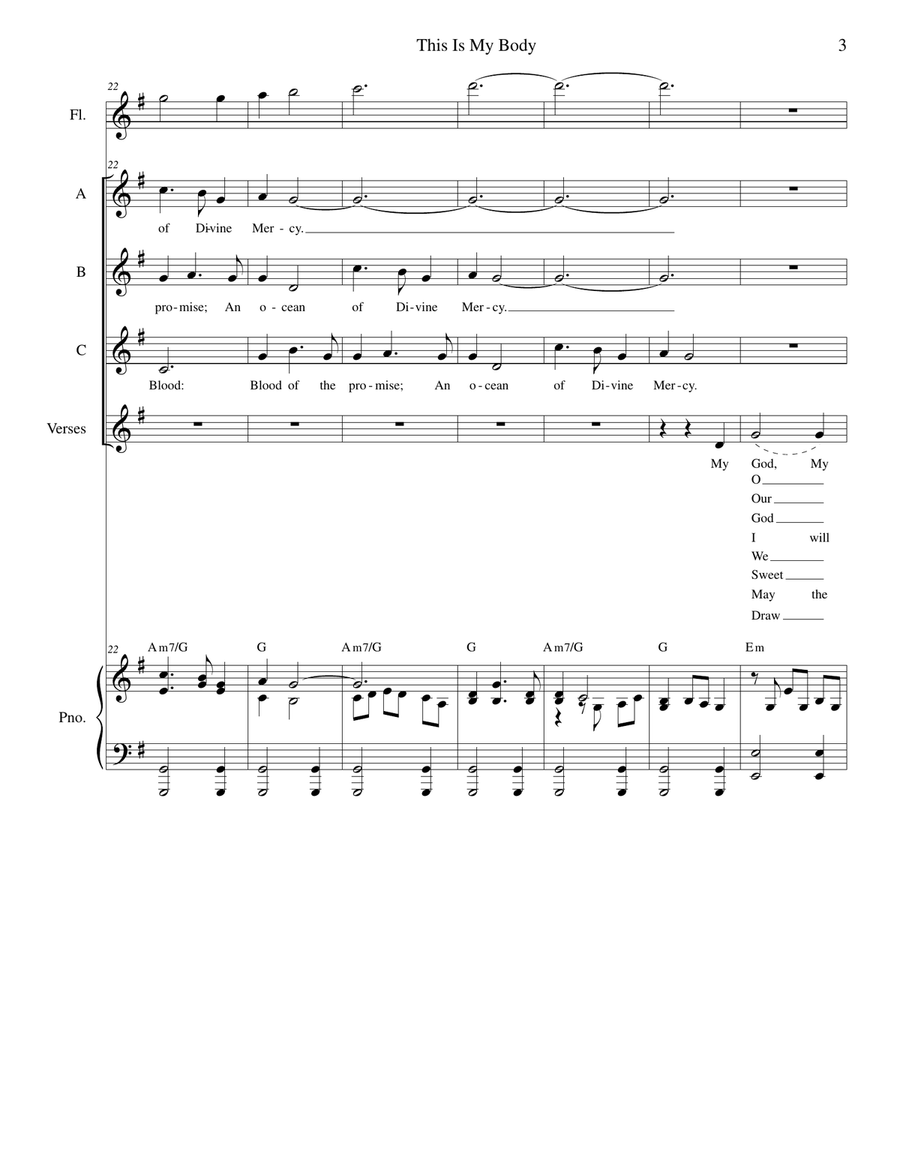 This Is My Body (Three-part choir) Unison Choir scores gallery preview page 3