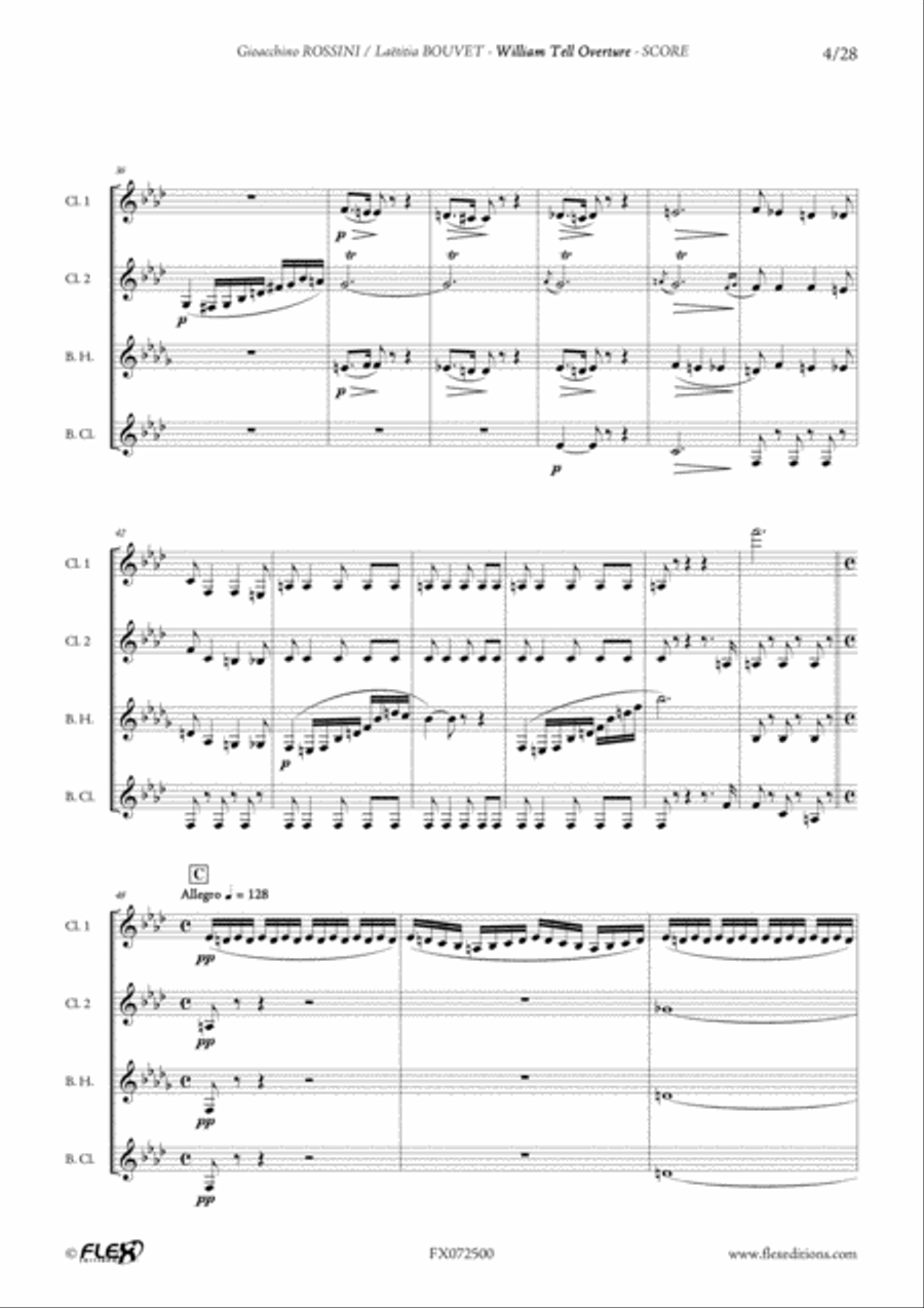 William Tell Overture Clarinet Quartet scores gallery preview page 4