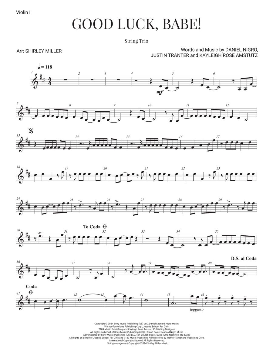 Good Luck, Babe! String Trio scores gallery preview page 6