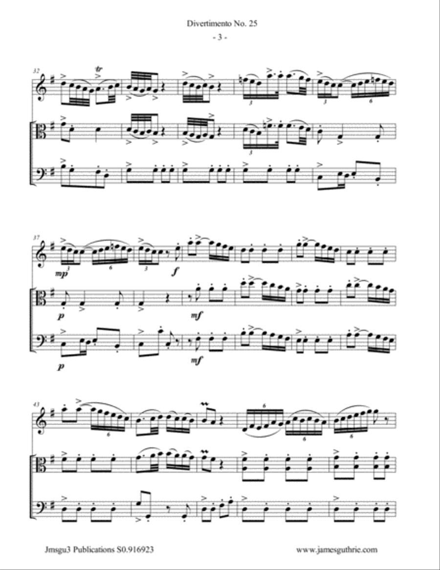 Haydn: Divertimento No. 25 Trio for Oboe, Viola & Cello Oboe scores gallery preview page 3