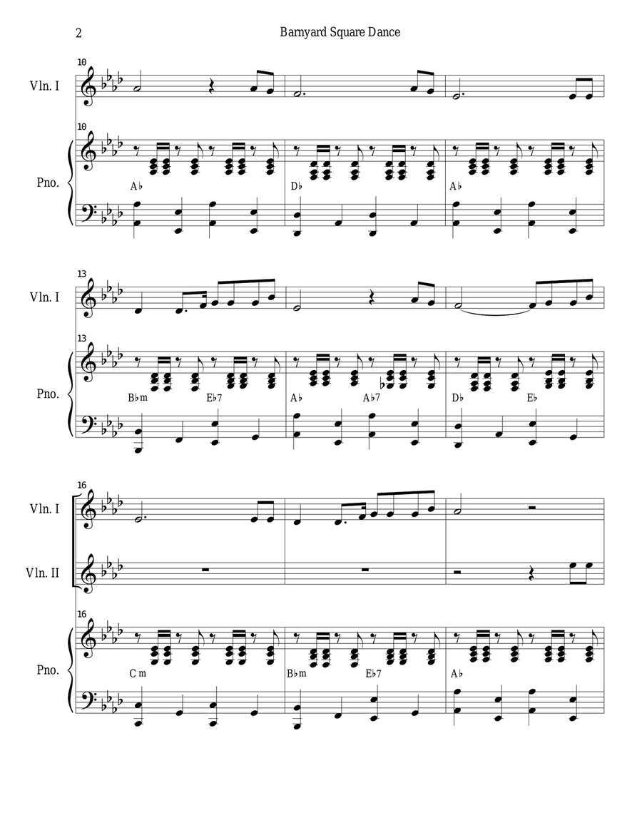 Barnyard Square Dance Barnyard Square Dance String Duet scores gallery preview page 2