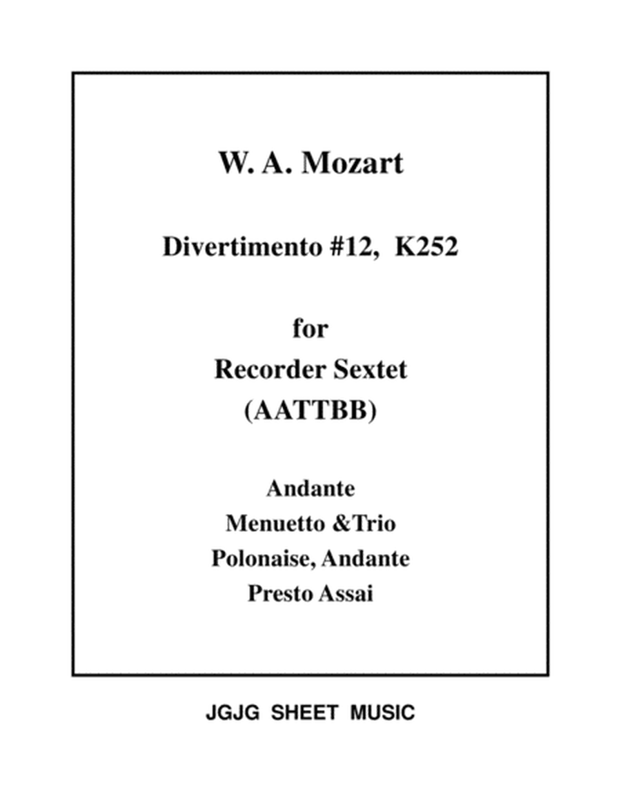 Mozart Divertimento #12 for Recorder Sextet image number null