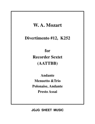 Mozart Divertimento #12 for Recorder Sextet