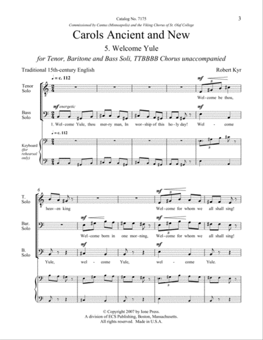Carols Ancient and New: 5. Welcome Yule TTBB scores gallery preview page 2