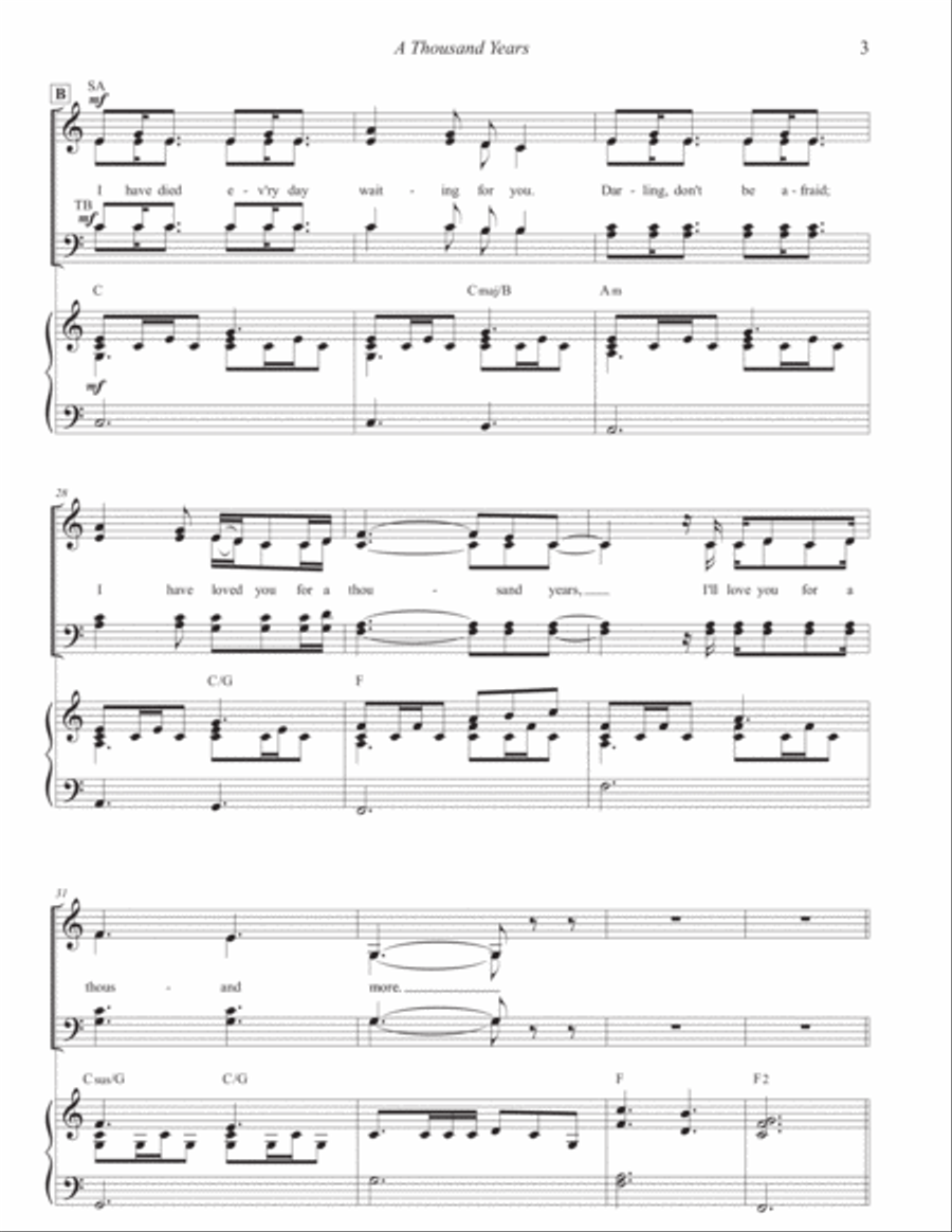 A Thousand Years A Thousand Years 4-Part scores gallery preview page 3