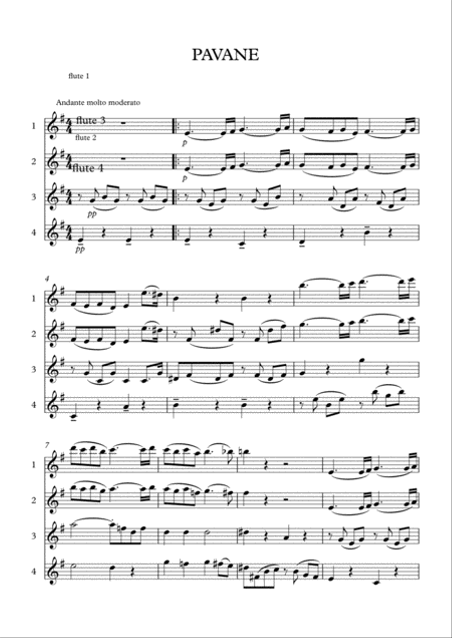 PAVANE for 4 flutes - FAURE Flute Quartet scores gallery preview page 2