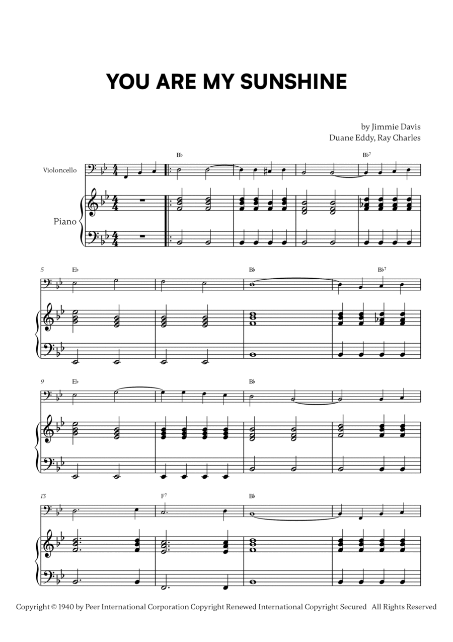You Are My Sunshine You Are My Sunshine Piano scores gallery preview page 1