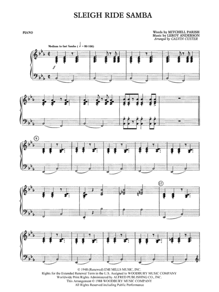 Sleigh Ride Samba: Piano Accompaniment