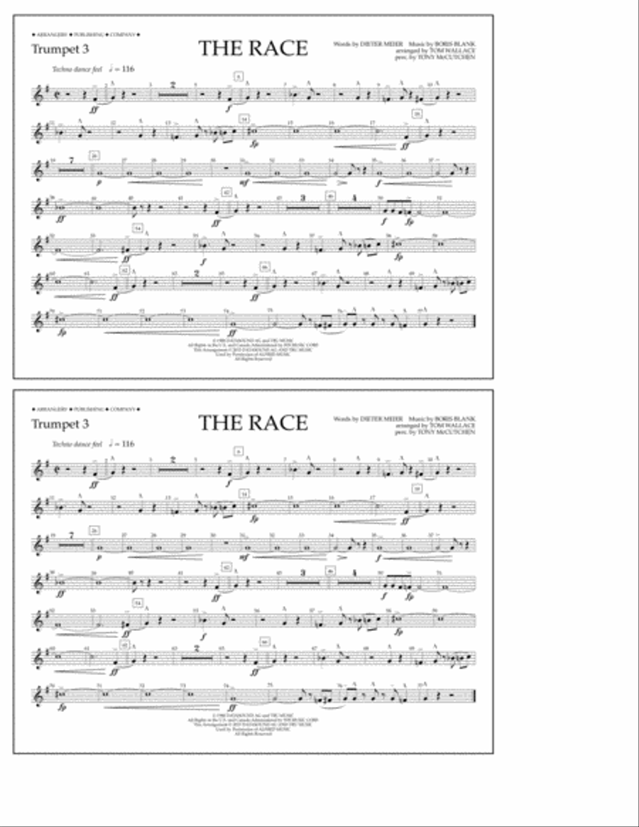 The Race - Trumpet 3 Marching Band scores gallery preview page 1